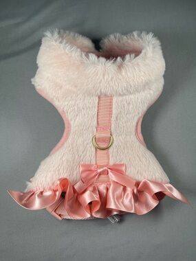 Plush Pink Ruffle Dog Harness
